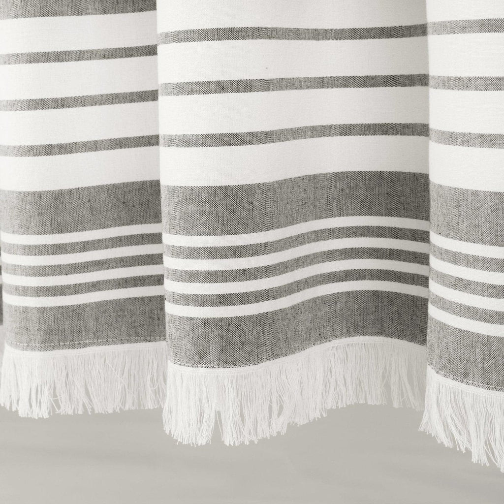 Nantucket Yarn Dyed Tassel Fringe Window Curtain Panel Set
