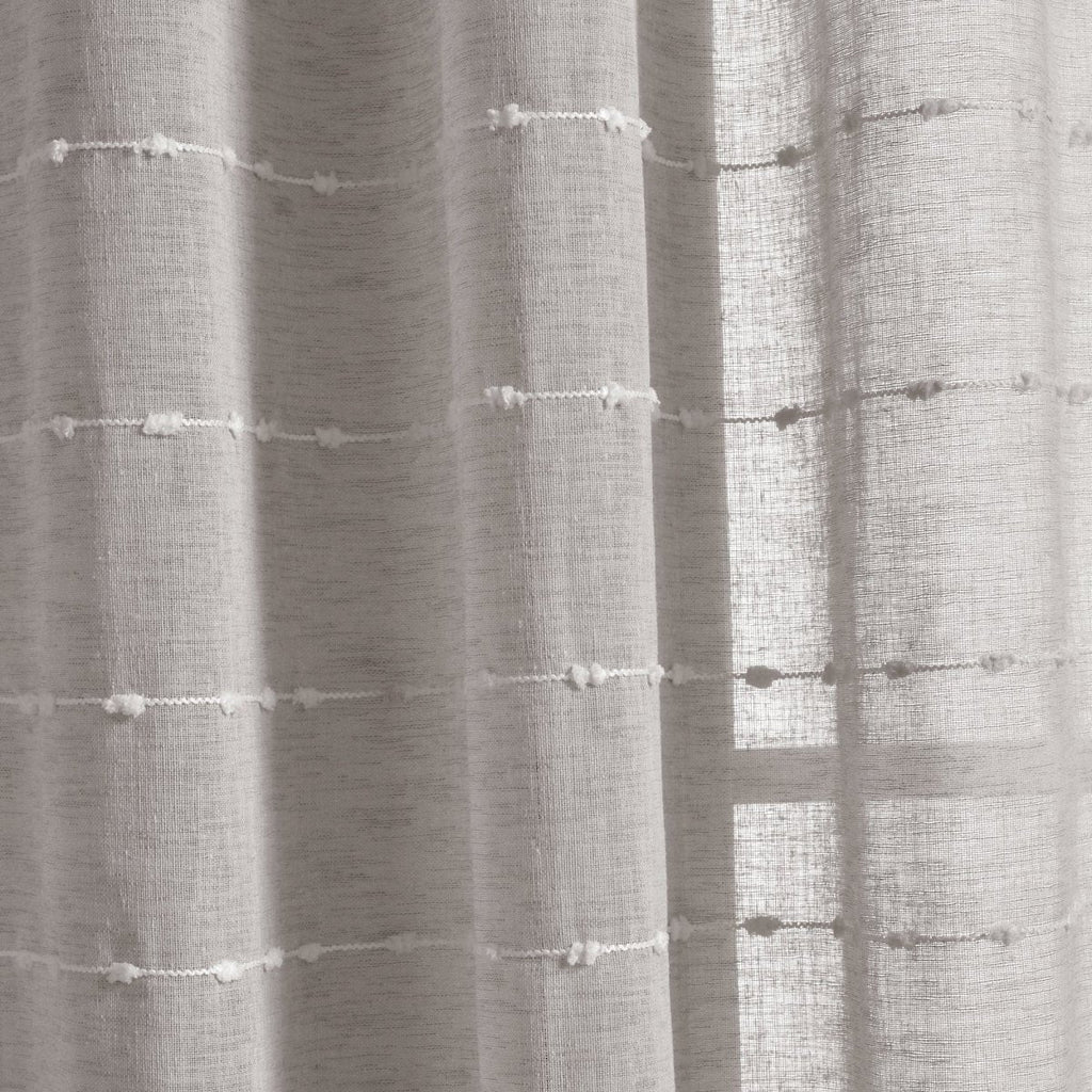 Farmhouse Textured Grommet Sheer Window Curtain Panel Set