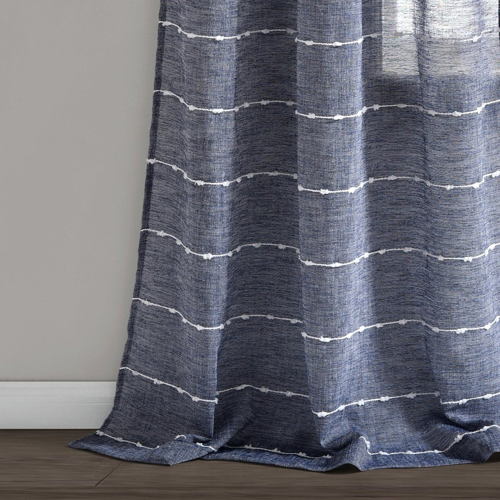 Farmhouse Textured Grommet Sheer Window Curtain Panel Set