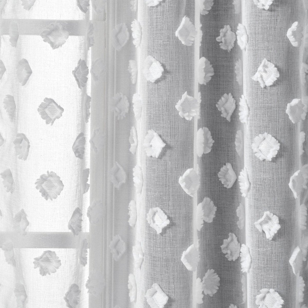 Textured Dot Grommet Sheer Window Curtain Panel Set