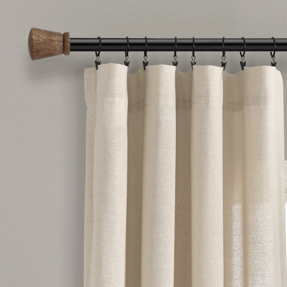 Linen Button Window Curtain Panel