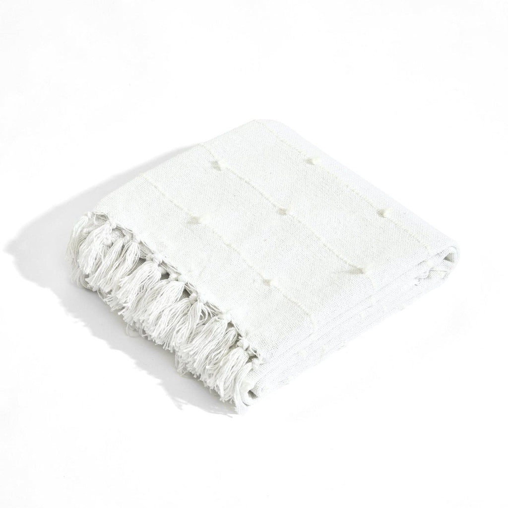 Boho Tufted Cotton Woven Tassel Fringe Throw