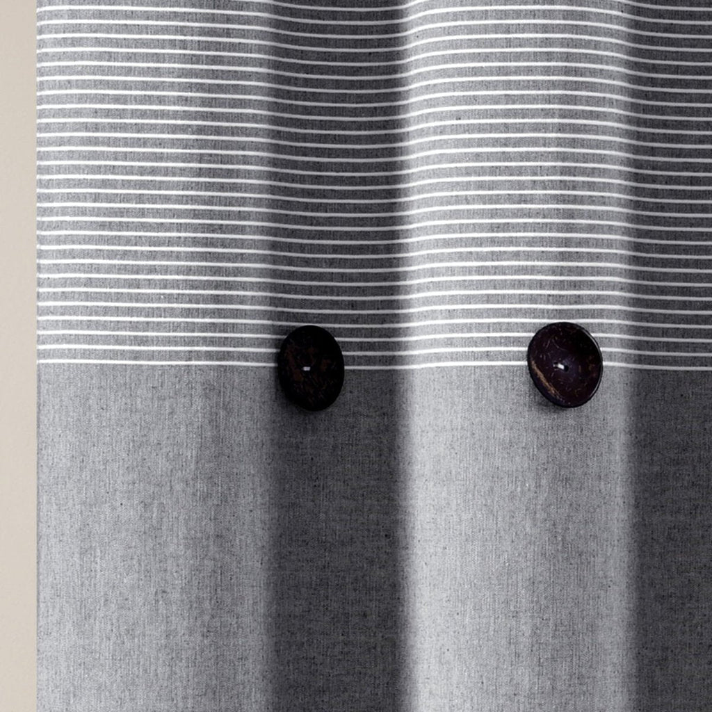 Farmhouse Button Stripe Yarn Dyed Shower Curtain