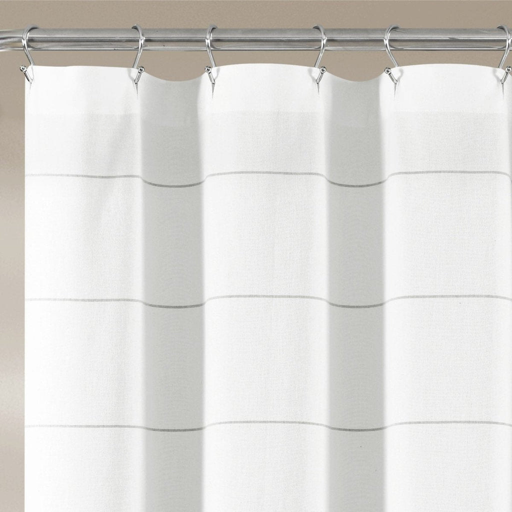 Stripe Yarn Dyed Tassel Fringe Woven Cotton Shower Curtain