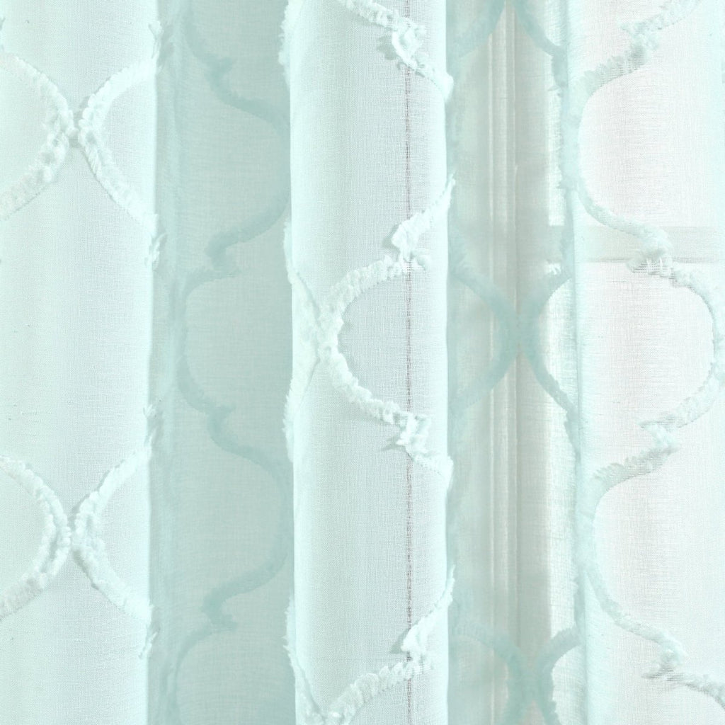 Avon Trellis Grommet Sheer Window Curtain Panel Set